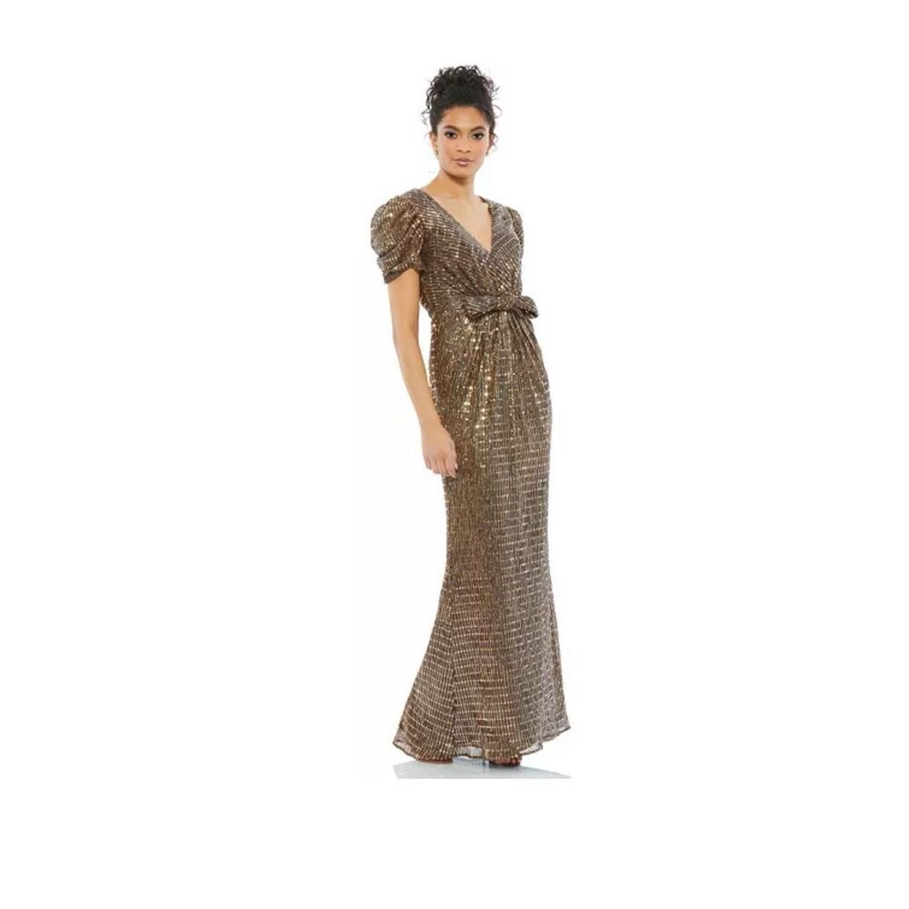 Mac Duggal Gold Sequin Maxi Dress